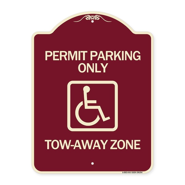 Accessible Permit Parking Tow-Away Zone W/ Heavy-Gauge Aluminum Sign, 24" x 18", BU-1824-24354